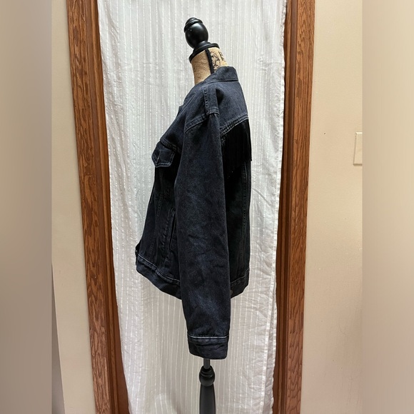 Levi’s Ex-Boyfriend Fringe Trucker Jacket size L - Picture 8 of 12